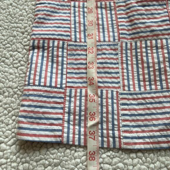 Talbots Red Blue Seersucker Patchwork Sleeveless Shift Dress 4 - Picture 12 of 12
